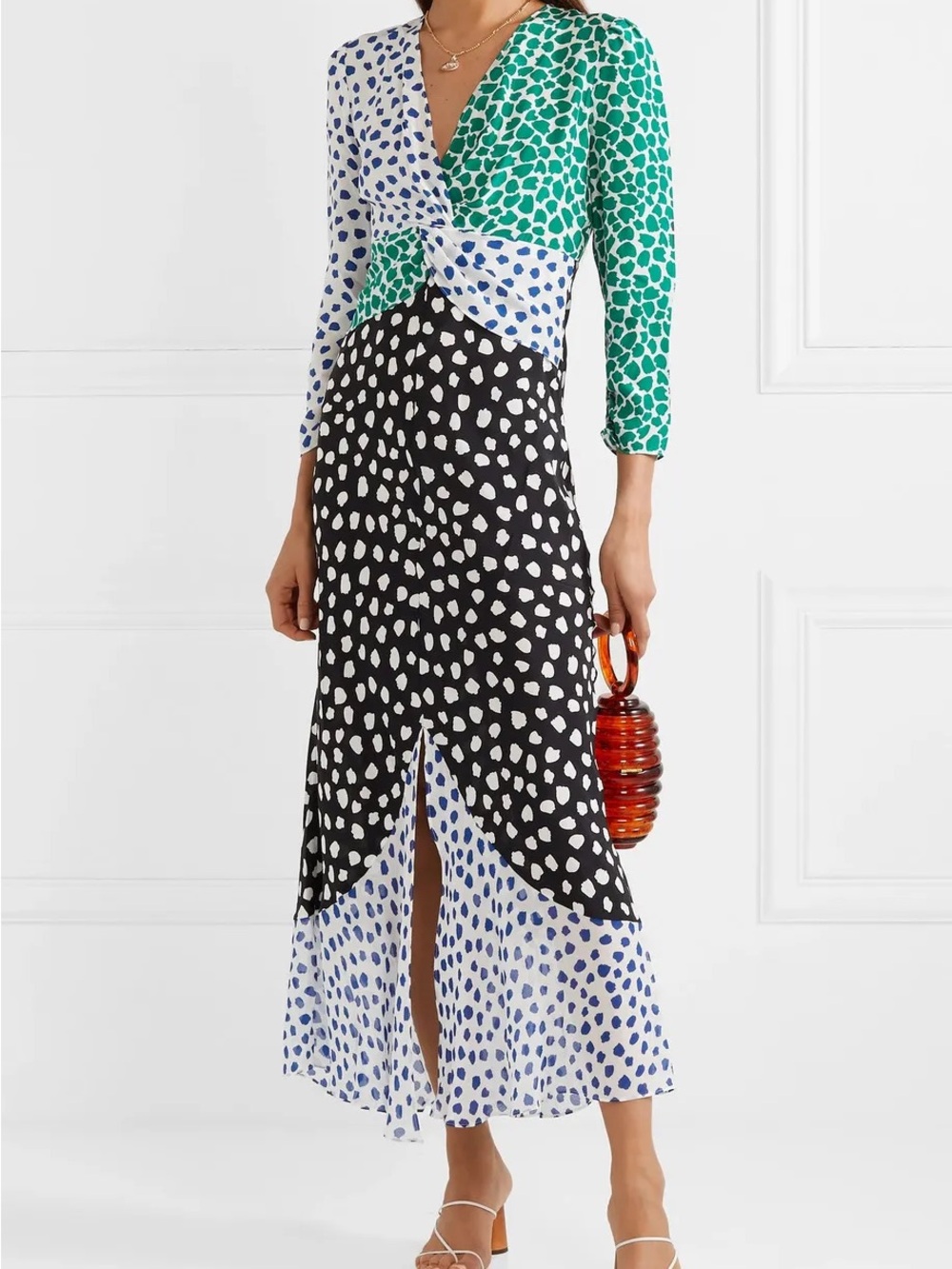 Rixo Chelsea Polka Dot Maxi Dress